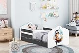 Happy Babies MOBI Kinderbett 160x80 Jugendbett mit Rausfallschutz & Bettkasten Kinderzimmer Bett mit Matratze 80x160 Kinder-Bett für Jungen mit Pirat Motiv (M36)