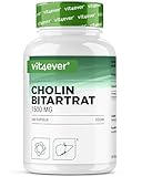 Reine Cholin Kapseln - 240 Kapseln mit 750 mg Cholin Bitartrat - 4 Monatsvorrat - Leber, Homocystein & Fettstoffwechsel - Aktives Cholin - Natürlich - Hochdosiert - Vegan