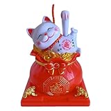Glückskatze Statue | Glückskatze Statue Glückskatze mit solarbetriebenem Design, Katzenfiguren, Heimdekoration, Glückskatze Dekoration für Auto, Zimmer, Zuhause