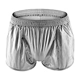 Duohropke Herren Glanz Metallic Shorts Hotpants Lederoptik Boxershorts Trunks Glitzer Strand Badeshorts Sport Gym Jogger Kurze Hose