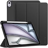 EasyAcc Hülle für iPad Air 11 Zoll M2 2024, iPad Air 4/5 Hülle (10.9 Zoll Modell 2022/2020, 5./ 4. Generation) mit Stifthalter, Dünne Tablet Schutzhülle mit Weicher TPU Rückseite, Schwarz