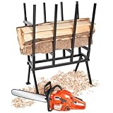 tectake® Holzsägebock, Sägebock für Kettensägen, Arbeitsbock für Säge und Brennholz, Brennholz Bock aus Stahl, Belastbarkeit 400kg, Sägegestell zerlegbar - (Schwarz / 'Typ 400737')