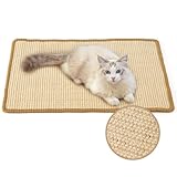 FUKUMARU Kratzmatte Katze, natürliche Katzenkratzbretter Sisal Kratzteppich 60 x 40 cm, widerstandsfähig Katzenmöbel Fußmatte Sisalmatte Kratzpads für Katzen, Beige