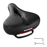 ROCKBROS Fahrradsattel Bequem Gelsattel Herren Damen Ergonomischer Breiter Fahrradsitz Weich Memory Foam MTB Rennrad 26 * 22cm Atmungsaktiv Wasserdicht,Schwarz