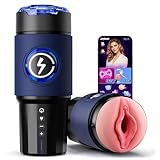 KI-Interaktion 360° Schnellheiz Masturbator Sex Spielzeug für die Männer, Masturbieren für Männer 5 Intensiver Teleskopfunktion Sexspielzeug, Realistische Masturbatoren Liner Abnehmbare Sex Toys