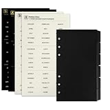Zelten PP Binder Index Dividers mit 4 Blättern Tab Aufkleber für Personal Organizer Planner Loose Leaf Notebook(PP Schwarz 6-Tab,A6 / 6 Loch)