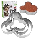 Gohytal Herzbackform 6 Zoll/8 Zoll/10 Zoll Breit und 2.5 Zoll Höhe, 3-teiliges Set Herz-Tortenring Kuchenform Edelstahl, Herzform Herzform Backform für Kekse und Schichtkuchen (Cartoon)