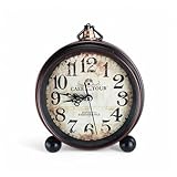 GMMH Retro Analog Wecker, Ohne Ticken, Tischuhr Nachttischuhr (14-3) Alarmwecker Vintage Retro Nostalgie aus Metall, Antik Standuhr Schreibtischuhr Uhr Tischwecker mit Alarm, Weckuhr