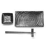 Youda Sushi Set, 4-teilige Japanische Art Keramik Sushi Teller Set Beinhaltet Sushi Teller, Sojasauce Schüsseln, Essstäbchen, Essstäbchen Halter