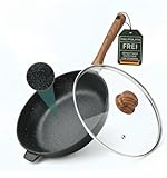GOOLDMANN Tiefe Bratpfanne 28 CM mit Glasdeckel – Gusseisen-Aluminium Pfanne mit Keramik-Marmor Antihaftbeschichtung, Induktionsgeeignet, Spülmaschinenfest & PFOA-Frei