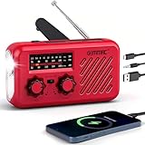 Gemmac Kurbelradio mit Kopfhöreranschluss, AM/FM/SW Solar Notfallradio, 2000mAh Akku Power Bank Radio Batteriebetrieben USB Baustellenradio mit Weltempfänger, SOS Taschenlampe für Notfall Ausrüstung