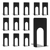 6 Paar Buchstützen,Buchstützen Metall,Schwarze Buchstützen, Langlebige Buchstützen, Geeignet für Büros, Schulen, Wohnungen und Bibliotheken (12 Stück)