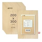 KF-Holz 5 Sperrholzplatten Birke (20x:30cm,3mm) - Hochwertige Multiplex Platten für Bastelarbeiten, Holzzuschnitte, Modellbau