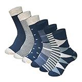 MAGIARTE 6 Paar Socken Herren Schwarz Baumwolle Business Socken Herrensocken Sport Socks Atmungsaktive männer socken (Gemustert Marineblau,L) DE