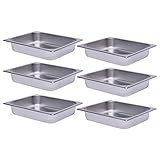 Gastronormbehälter 6 x Behälter 1/2 60 mm tief stapelbar Edelstahl Steam Table Pans für Restaurant Hotel