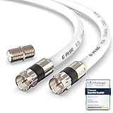 G-PLUG 5m Koaxialkabel RG6 – 135dB 4-fach geschirmt mit vergoldeten Steckern & Gummi-O-Ring – Antennenkabel für DVB-T2, DVB-C, DVB-S2 – HDTV 4K 3D – wasserdicht – Weiß