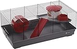 Flamingo Jing Hamsterkäfig - Schwarz/Grau, 58 x 31 x 22.5 Komplett mit Zubehör, Ideal für Hamster und andere kleine Nagetiere