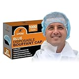 Xpose Safety Schwarze Einweg-Bouffant-Kappen 53,3 cm – Haarnetze für Lebensmitteldienst, Schönheit, Labor, Reinigung, Kochen – atmungsaktiv & leicht – (10 Stück), Blau, 21' Pack of 10