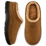 HomeTop Herren Mokassin Hausschuhe Weiche Warme Rutschfeste Memory Schaumstoff Innen Pantoffeln mit flauschigem Futter Kastanie,42-43 EU
