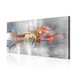 decomonkey Bilder Abstrakt 120x60 cm 1 Teilig Leinwandbilder Bild auf Leinwand Vlies Wandbild Kunstdruck Wanddeko Wand Wohnzimmer Wanddekoration Deko Kunst Modern Textur Grau Bunt
