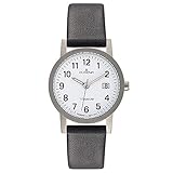 Dugena Novum Unisex-Armbanduhr, Titangehäuse, Mineralglas, Lederarmband, Dornschließe, 5 bar, Größe:34 mm (mittel)