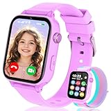 4G Smartwatch Kinder, Kinder Telefonuhr mit GPS, WiFi, SOS, Telefon/Videoanruf/Voice Chat, Schulmodus, Wecker, Schrittzähler, Spiele, kinderuhr Smart Uhr für Jungen Mädchen 4-12 Geschenk,Tiefes Lila