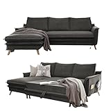 MIUFORM Charming Charlie S mit Bettkasten | limitierter Polsterstoff | 4 Sitzer Ecksofa | L-Form Links | 228 x 150 x 90cm Couch | Klappsofa mit Schlaffunktion | Schlafsofa klappbar (Dunkelgrau)