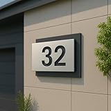 Hausnummernschild von EDS-Werbemedien - Hochwertiges Hausnummer Schild in Edelstahl-Design - Individuell personalisierbares Haus Nummernschild aus UV- und witterungsbeständigem Material