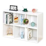 Floordirekt Bücherregal weiß, Holzregal mit 6 Fächern, Würfelregal für Wohnzimmer und Schlafzimmer (Vermont)