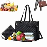 Dewppxi Lunchtasche für Frauen, 15,6 Zoll (39,6 cm) Laptop-Tasche mit isoliertem Lunchfach, Große Tragetasche mit Lunch-Fach, 2-in-1-Tragetasche, Lunch-Taschen-Kombination, für Arbeit, Uni, Büro