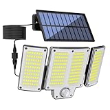 Swiixxer 280 LED Solar Außenwandleuchte mit Bewegungsmelder Solar Flutlicht mit 3 Einstellbaren Beleuchtungsmodi für Den Garten