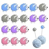 Bekecidi 16 Stück Stricknadelstopper, Spitzenschutz Silikon Niedlicher Igel Stichspitzenkappe Strickzubehör Nadelendabdeckung, DIY Bastelbedarf