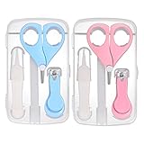 Gogogmee 2Sätze Nagelpflegeset Teiliges Set mit Nagelschere Nagelknipser Nagelfeile und Pinzette für Kleinkinder Maniküre und Pediküre Kit