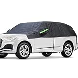 BEXITA Halbgarage Auto Winter Abdeckplane wasserdichte Outdoor Auto Autoabdeckung Halbe Autoplane Verdickter Stoff mit Baumwolle gefüttert Auto Scheibenabdeckung Front und Heckscheibe Abdeckung