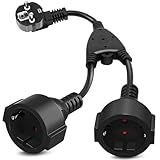 Doppelstecker für Steckdose Steckdosenadapter 2fach 4000W Verlängerungskabel Schuko Steckdosen Mehrfachsteckdose Doppelsteckdose Steckdose mit Flexible Kable für Haus Büro Küche