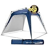 Lumaland Outdoor Pavillon 2,5 x 2,5m | Wasserdicht & UV-Schutz | Gartenzelt inkl. 1x Seitenteil & Tasche & Heringe | Robuster Camping & Partyzelt | Pop Up Zelt Aufbau in 2 Minuten [Blau]
