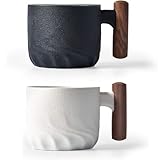 ERBO Espressotassen 70 ml, Premium Espresso Tassen mit Henkel, Mini Teetasse Kaffeetasse aus Keramik, Kleine Espressotassen, Espresso Mokkatassen, Kaffeebecher für Espresso, Tee, Latte (Schwarz+Weiß)