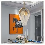 Pendelleuchten, Kronleuchter, luxuriöser Quasten-Kristall-Kronleuchter für Wohnzimmer, Restaurant, Esszimmer, Schlafzimmer, Hoteldekor, Glanz, goldenes Design, Lampe, Leuchte (warmes Licht, D26CM)