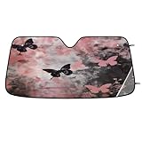 Romantischer Schmetterlings-Auto-Windschutzscheiben-Sonnenschutz, schützt vor UV-Strahlen, um Ihr Fahrzeug kühl zu halten, Sonnenblende für Auto, LKW, SUV (140 x 69,8 cm)