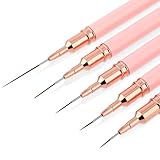 Lusofie 5 Stück Dünn Nageldesign Pinsel Nagel Liner Pinsel Set Fineliner Nailart Pinsel Detail Maniküre Pinsel Dünne Nagelpinsel Set für Gestreifte Linien Gel Malerei (7/9/11/15/25 mm)