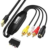 AMANKA VHS zu Digital Wandler,USB Videoschnittkarte, RCA AV zu USB Audio Video Übertragungsgrabber,Videokassetten Digitalisieren für PC, DV-Kamera, DSLR, DVD, kompatibel mit Windows und Mac OS.