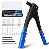 CCLIFE Nietzange Set Blindnietzange Popnietenzange 4 Schwere HSS-Bohrer mit Stoßfeste PET-Box Nietenzange Profi Nietpistole Schwere 200tlg Blindnieten 2,4 3,2 4,0 4,8mm Nieten Zange