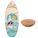 F2 Set Balance Board Halfshell 80x30cm mit Kork Halbkugel - Gleichgewichts Trainer für Kinder und Erwachsene, Surf Balance Board Zubehör für Yoga, Faszien, Koordination & Fitnesstraining