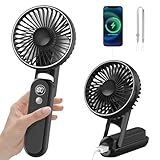 CNMTCCO Handventilator, Mini Tragbarer Ventilator, Wiederaufladbarer, Faltbarer USB-Ventilator Mit 5 Geschwindigkeitsstufen, Leiser Kleiner Persönlicher Ventilator mit Powerbank (Schwarz)