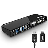 WAVLINK USB 3.0 / USB C Universelle Laptop-Dockingstation, Dual-HDMI-Monitor für Windows und Mac, (Dualer Videoausgang: HDMI und HDMI/DVI/VGA, Gigabit-Ethernet, Audio, 6 USB-Ports)