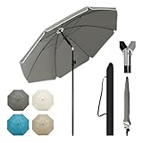 WOLTU Sonnenschirm φ 175 cm, Balkonschirm Strandschirm UV-beständig wasserdicht, höhenverstellbar, 45° knickbar, Sonnenschutz Balkon Terrasse Strand Garten, rund, Dunkelgrau