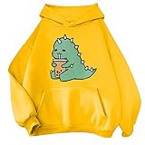 PANGHUBO Damen Sweatjacke Damen-Sweatshirt mit süßem Druck, locker, für Teenager, Mädchen, Kleidung, lockeres Oberteil Angebote Heute Damen (Yellow, L)