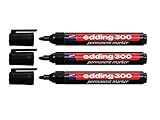 edding 4-300001 300 Industry Permanent Marker - Rundspitze - Beschriftung von Karton, Metall, Gummi und Glas, schwarz (1,5-3 mm, 3er Pack)