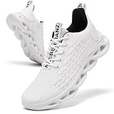 TIANZEBEN Herren Schuhe Turnschuhe Sportschuhe Laufschuhe Running Tennis Walkingschuhe Fitnessstudio Sneaker Freizeit Fashion Leichtgewichts Atmungsaktiv Weiß 45