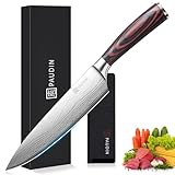 PAUDIN Kochmesser, Klingenlänge 20 cm Profi Küchenmesser Messer Chefmesser Allzweckmesser aus hochwertigem Carbon Edelstahl, Extra Scharfe Messerklinge mit ergonomischem Griff